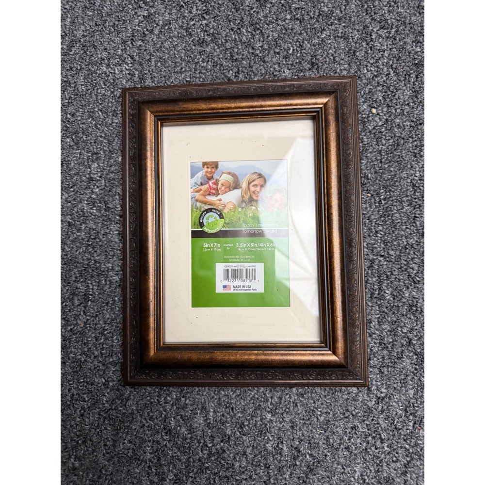Bridgetown Bronze Embossed 5x7 Picture Frame Matted to 4x6 or 3.5x5 Made in USA
